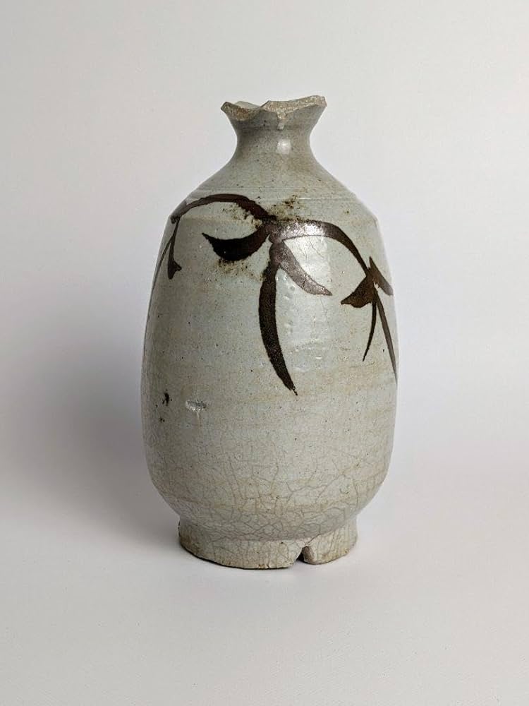 Amazon｜李朝鉄砂草文徳利 17世紀 李朝 朝鮮陶磁器 酒器 花入 花瓶