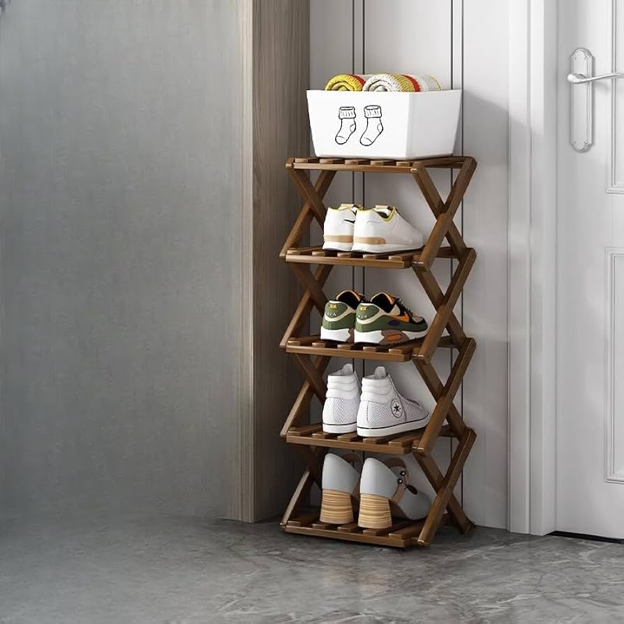 Amazon｜シューズラック 木製 スリム 省スペース 伸縮 折りたたみ
