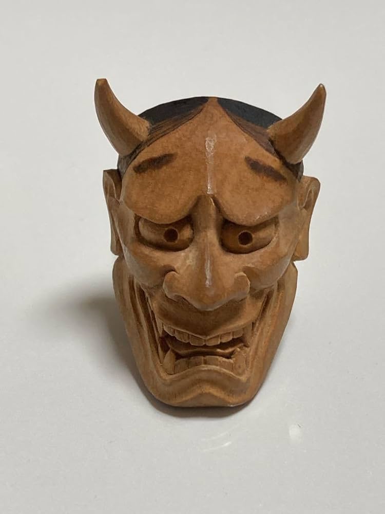 Amazon.co.jp: 根付 珍しい般若の根付 超 仏教では智慧を表す 木製