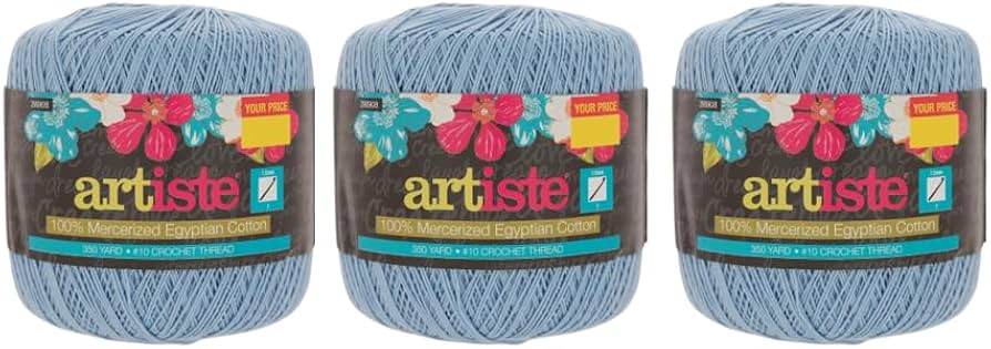 Amazon.com: Hobby Lobby Ice Blue Artiste Cotton Crochet Thread(Set