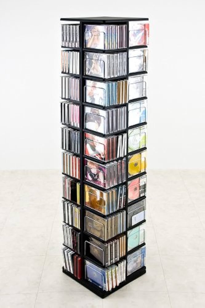 Amazon.co.jp: 回転式タワーCDラック・DVDラック[ブラック]／CD480枚