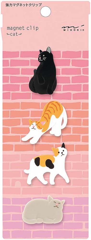 Amazon | ミドリ マグネットクリップ ネコ柄 43324006 | クリップ