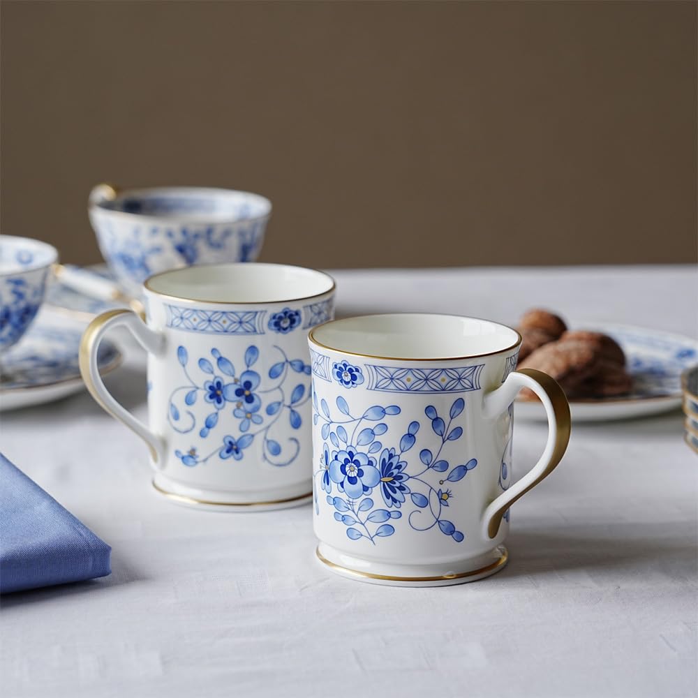 Amazon｜NARUMI(ナルミ) マグカップ ミラノ 330cc ブルー 梅の花 更紗