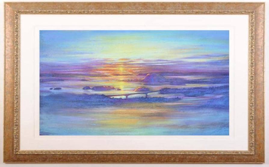 Amazon | 石井清 「松島の夕景」 熊本 絵画 風景画 天草 パステル画 額