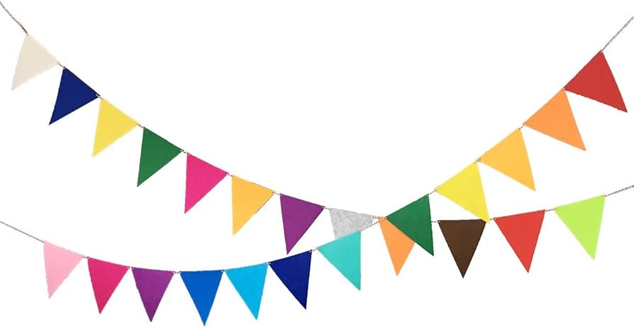 Amazon.co.jp: 2本入り 三角旗 カラフル ガーランド フラッグ フェルト