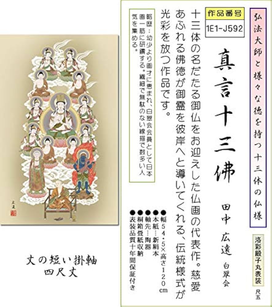 Amazon | 仏事用掛軸-真言十三佛/田中広遠(尺五120cm丈)1E1-J592