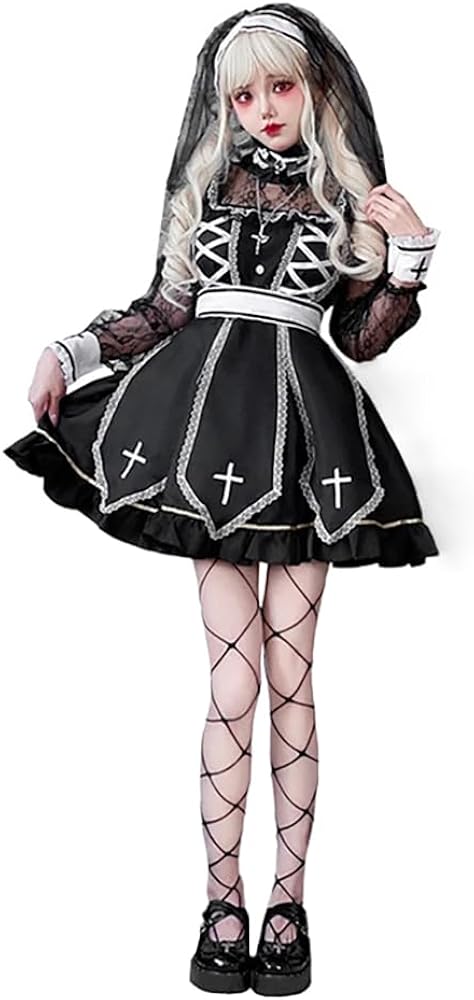 Amazon.co.jp: [ANXIACWR] シスター コスプレ ハロウィン 仮装 修道女