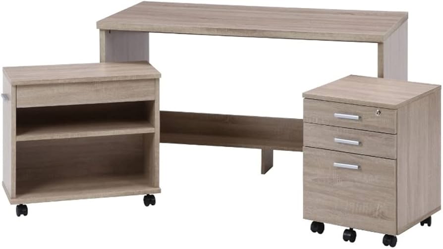 Amazon | デスク 120 システムデスク 3点セット 収納 チェスト ラック