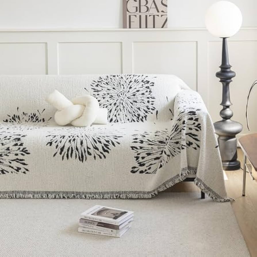 Amazon｜ソファタオル 北欧風 マルチカバー ブランケットフリンジ付き