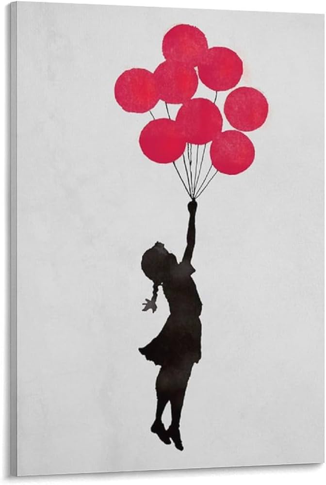 Amazon.co.jp: バンクシー 有名な絵（風船で浮く少女）ポスター アート