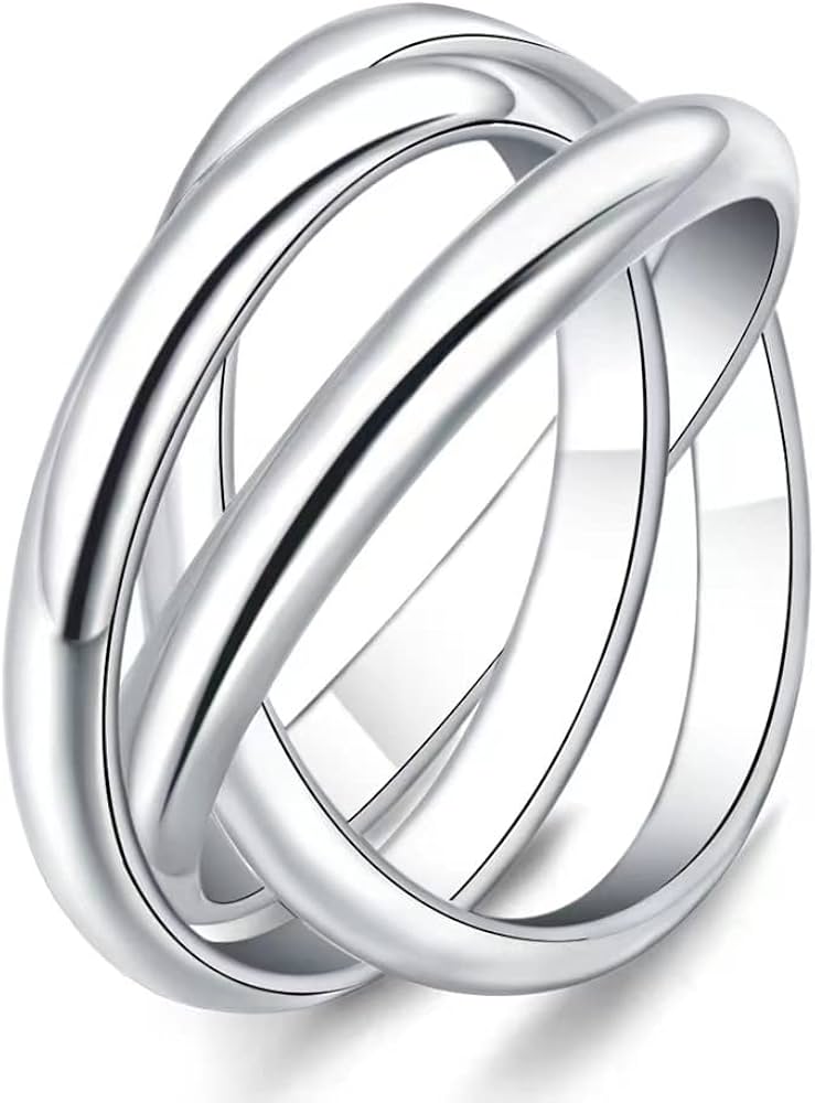 Amazon.com: QUSIIOSLK 925 Sterling Silver Triple Band Interlocked