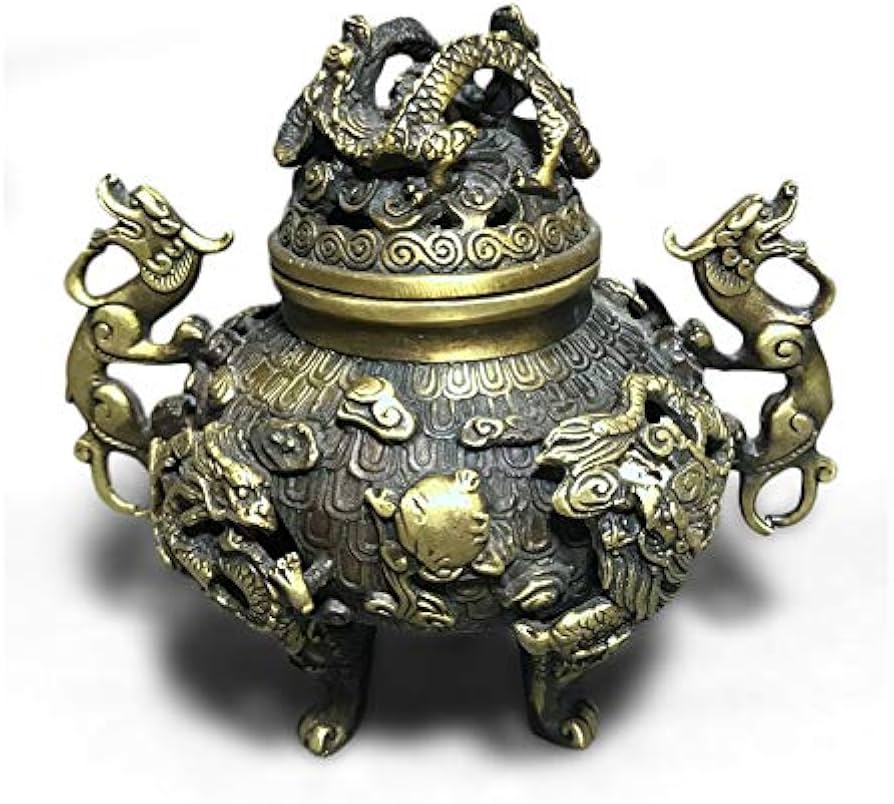 Amazon｜LAOJUNLU アンティーク純銅龍の香炉 香炉 香炉 中国の伝統的な