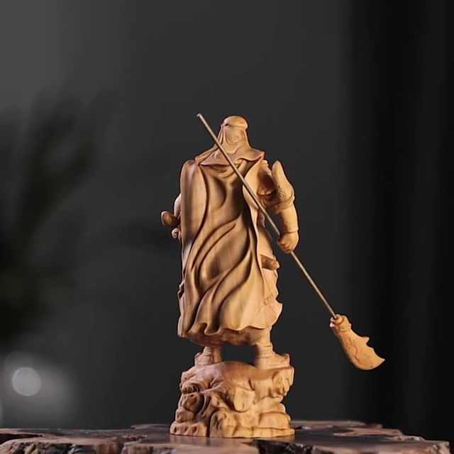 Amazon.co.jp: 三国志 置物 関羽像 高級天然ツゲ木彫り 置物 中国伝統