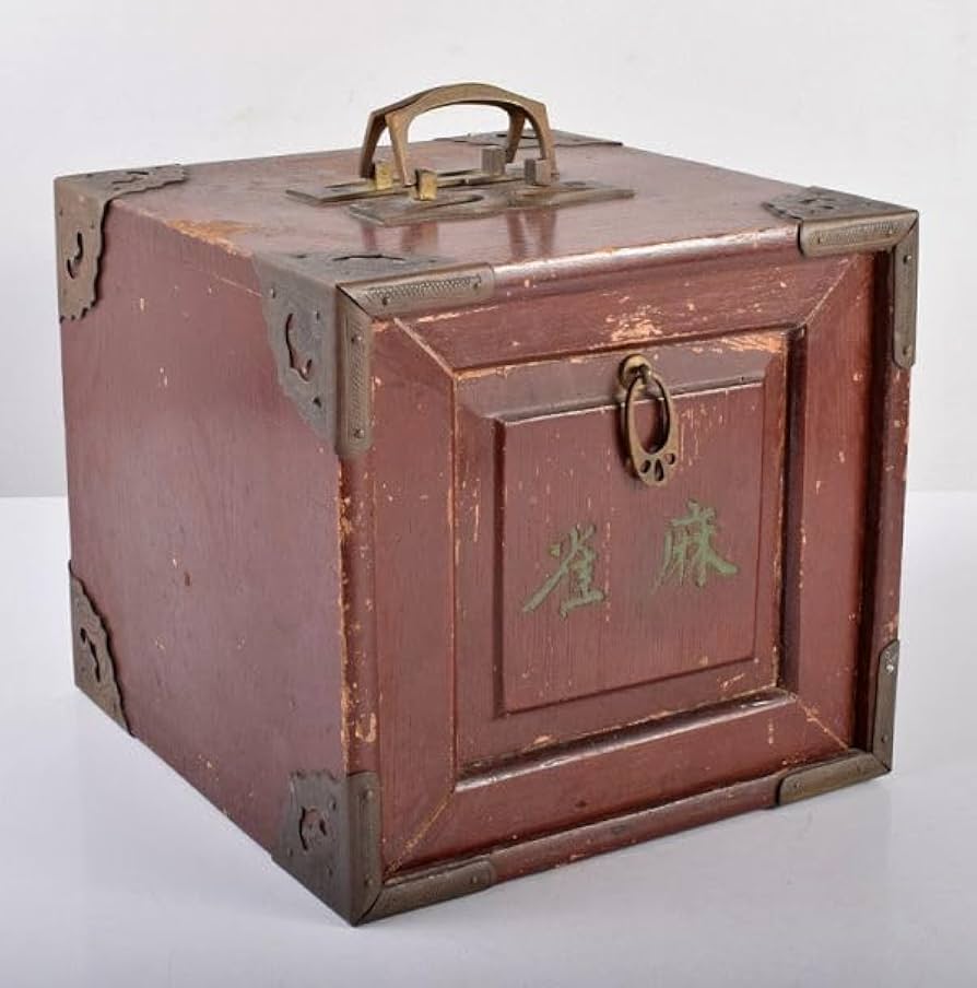 骨董品】中国 竹嵌 骨牌 背竹牌 麻雀牌 箱付 骨董品】中国 竹嵌 骨牌