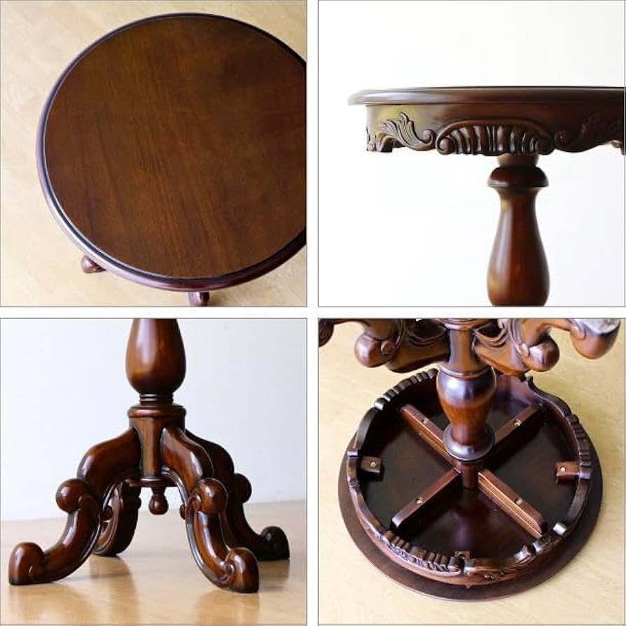 Amazon｜サイドテーブル 丸 木製 アンティーク おしゃれ 天然木 無垢材