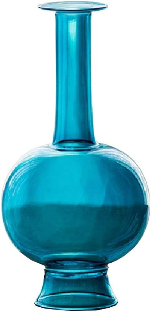 Amazon.co.jp: 青い透明なガラスの花瓶中国の古典的なつや消しの長い首