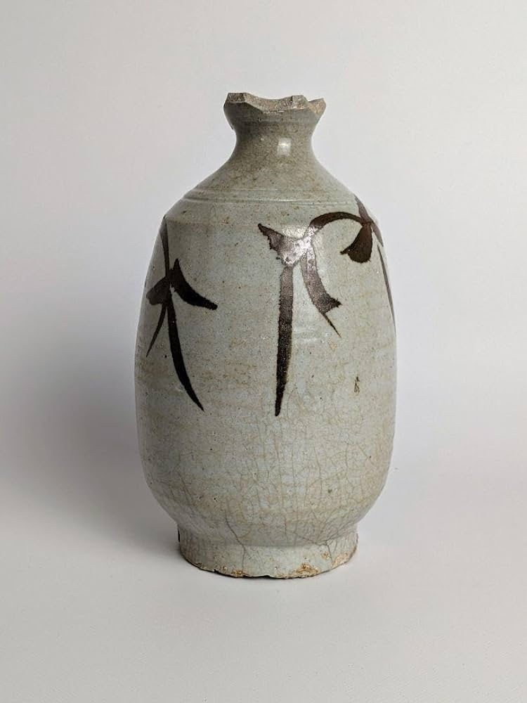 Amazon｜李朝鉄砂草文徳利 17世紀 李朝 朝鮮陶磁器 酒器 花入 花瓶