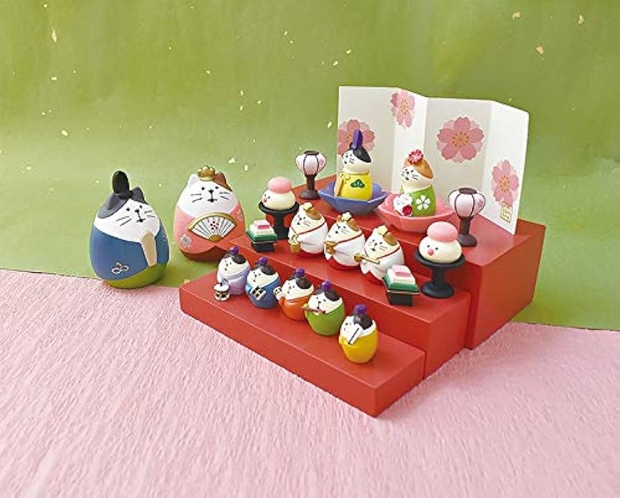 Amazon.co.jp: デコレ(Decole) 置物 節句飾り 猫雛セット 13.2×7×H9cm