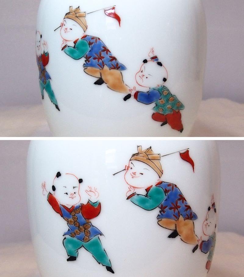 Amazon.co.jp: 有田焼 奥川俊右衛門 唐子文 花瓶花器フラワーベース