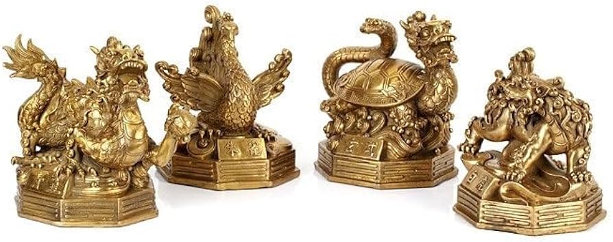 Amazon.co.jp: 四神獣 (4点セット)青龍 朱雀 白虎 玄武 銅製 四神相応