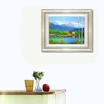 Amazon.co.jp: 小林幸三 白樺湖 F4号 シルバー 油彩画 油絵 風景画