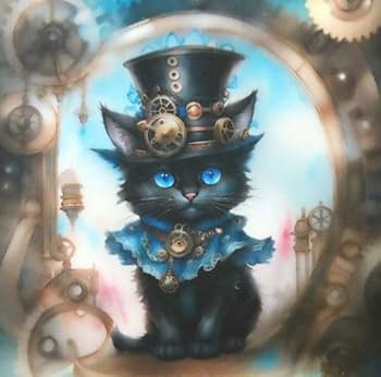 Amazon.co.jp: ゆきちゃん限定X1217-6 黒猫 スチームパンク パネル