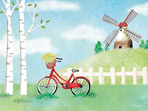 Amazon.co.jp: 額絵 風車のある風景 自転車と白樺 F4 青木奏 （G4