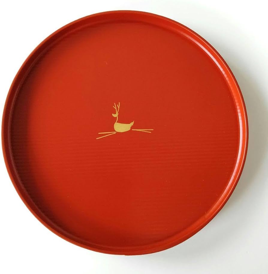 Amazon.co.jp: 象彦 お盆 鹿丸盆 朱色 : ホーム＆キッチン