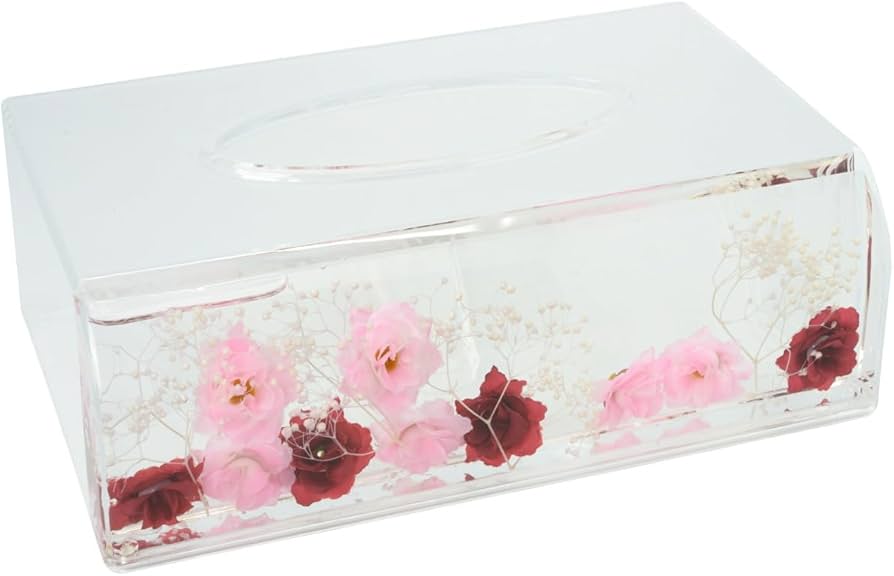 Amazon｜ティッシュケース ミックスローズ 薔薇 アクリル 水中花
