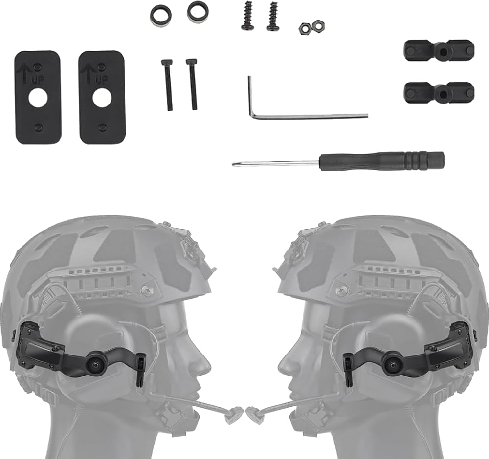 Amazon.co.jp: タクティカルヘルメット レールマウントヘッドセット