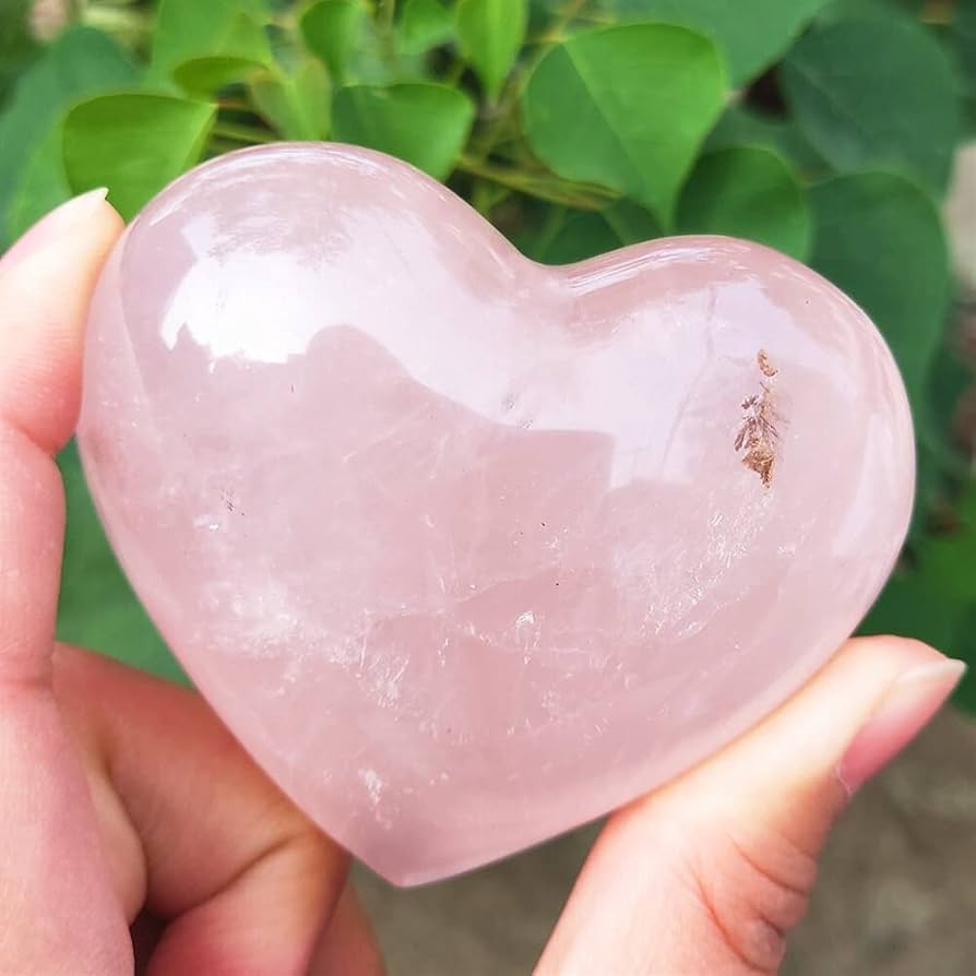 Amazon.co.jp: 天然水晶の原石 天然ローズハート型ピンククォーツ 1個