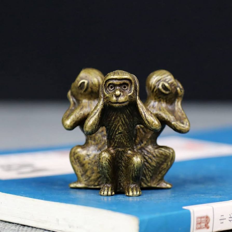 Amazon.co.jp: 三猿（聞かざる・言わざる・見ざる）猿 置物 真鍮製 総