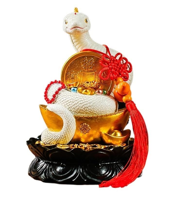 Amazon.co.jp: 白蛇 白へび ヘビ 白蛇 巳年 白龍 置物 縁起物！ 金運
