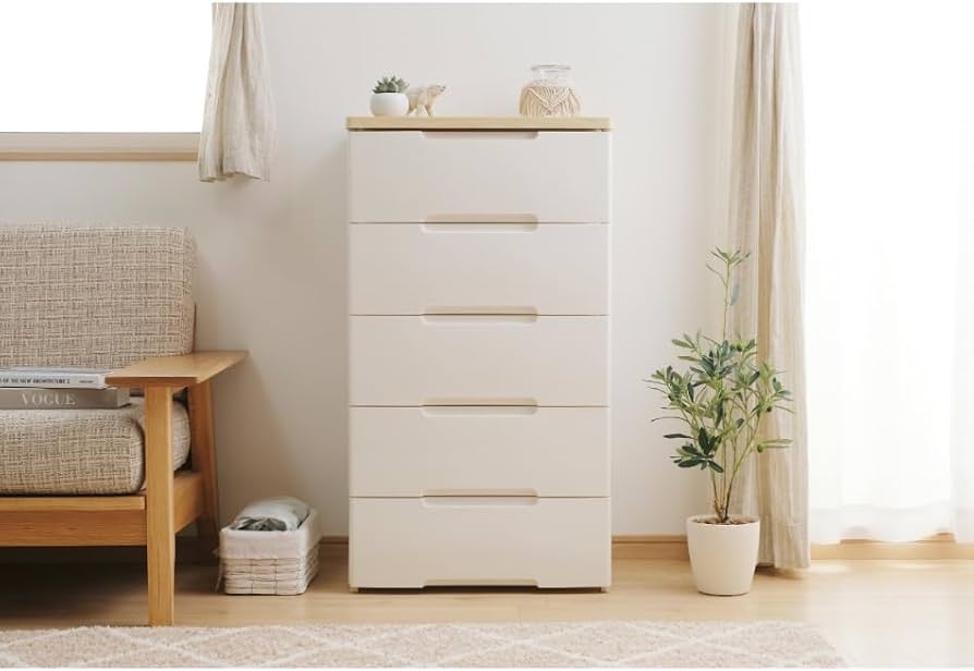 Amazon｜アイリスオーヤマ チェスト ラクラク引出し 木天板 5段 日本製