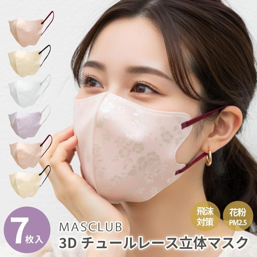 Amazon.co.jp: 3Dチュールレースマスク・7枚入 (ハート・ピンク