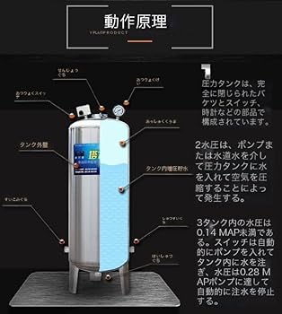 Amazon.co.jp: 貯水タンク 家庭用水道水用ステンレス鋼圧力タンク容器