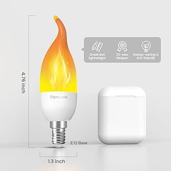 Hompavo 【Upgraded LED Flame Light Bulbs, 3 Modes Flickering Light
