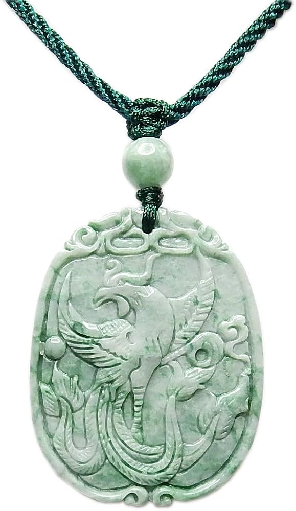 Amazon | 石街 鳳凰 彫り 良質 ひすい 本翡翠 天然石 ネックレス 高貴