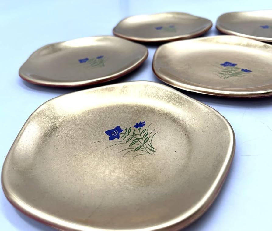 Amazon.co.jp: 金沢 金箔工芸品 小皿 5枚 銘々皿 漆器 菓子皿 茶道具