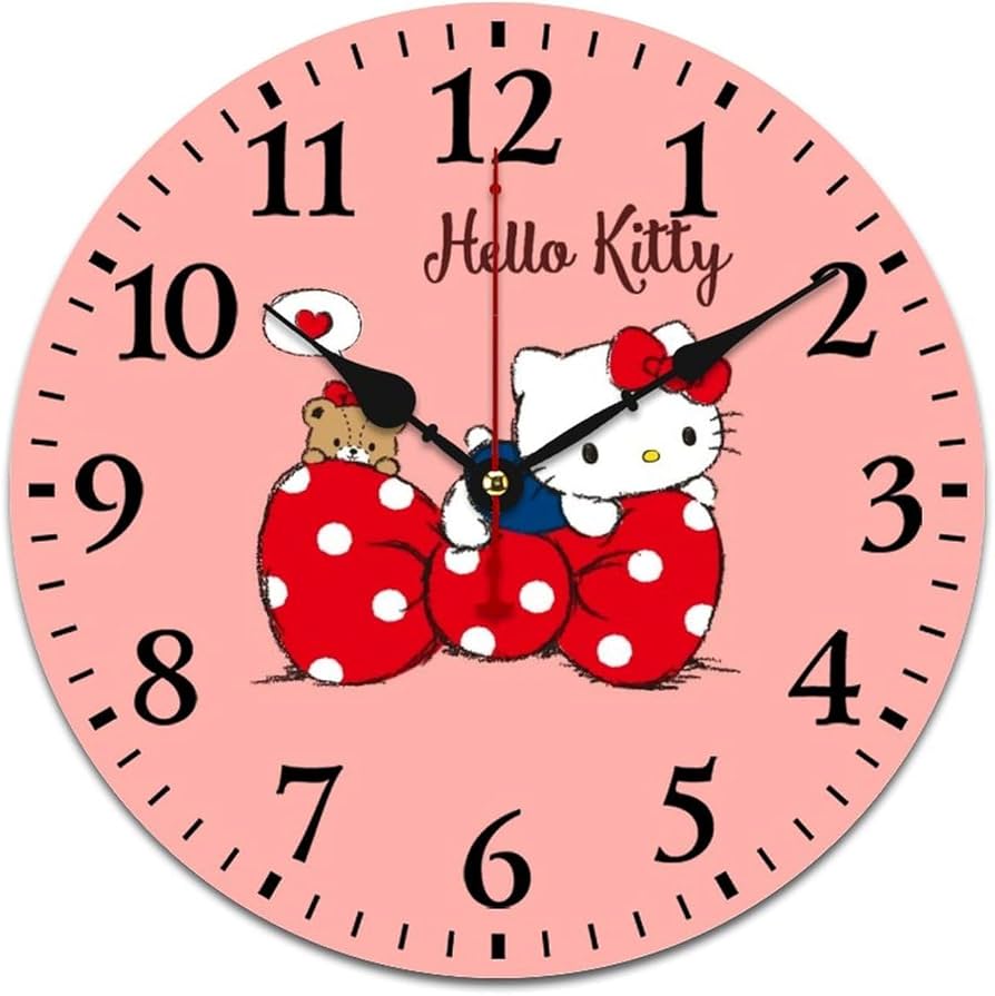 Amazon.co.jp: ハローキティ 掛け時計 天然木製 連続秒針 静音
