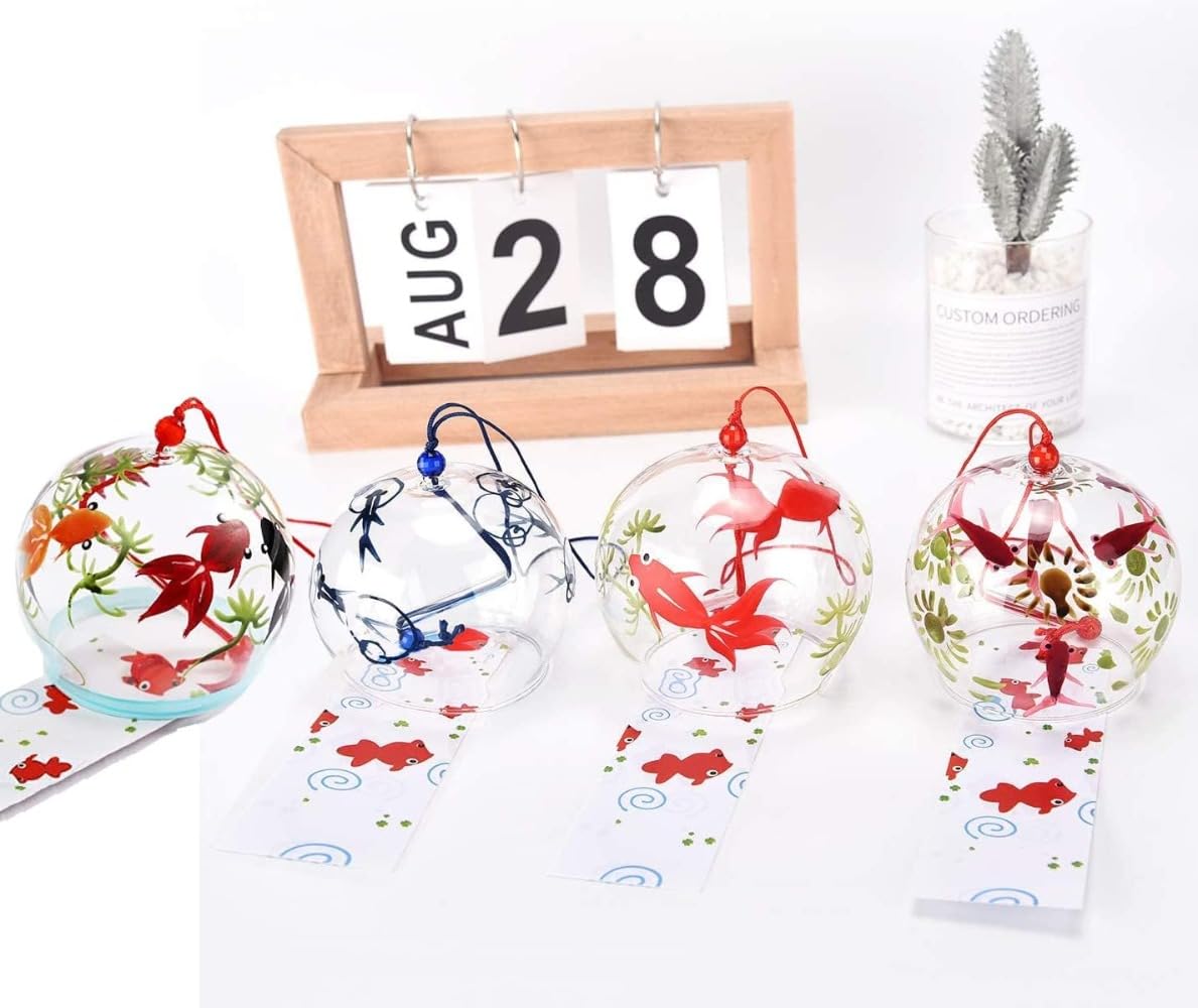 Amazon.co.jp: Buccvut風鈴ガラス江戸風鈴風鈴金魚風鈴短本3 / 4点