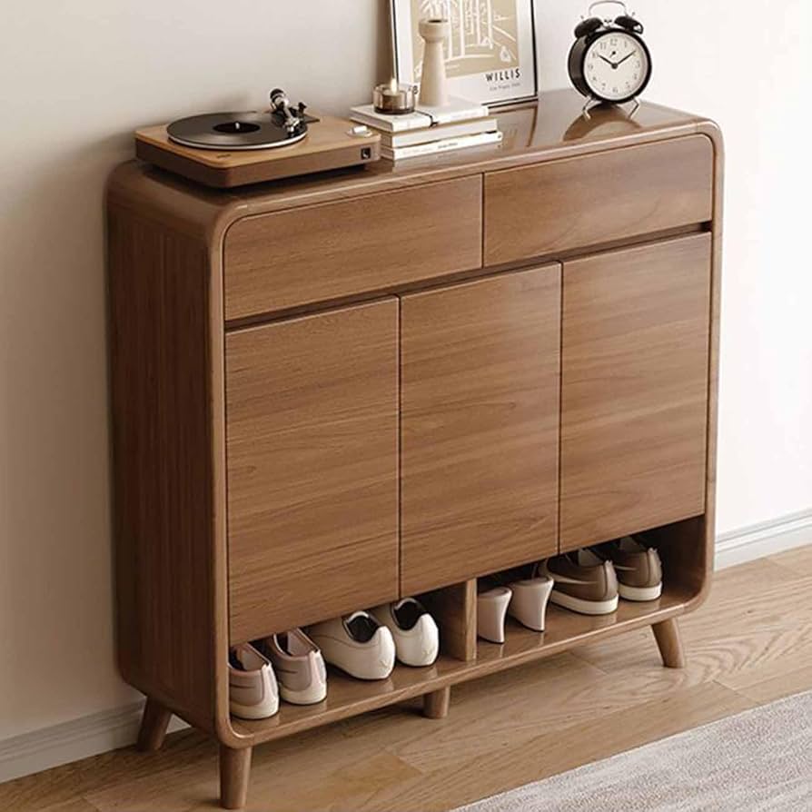 Amazon｜シューズキャビネット木製 下駄箱 靴箱 8段 引き出し付き 扉