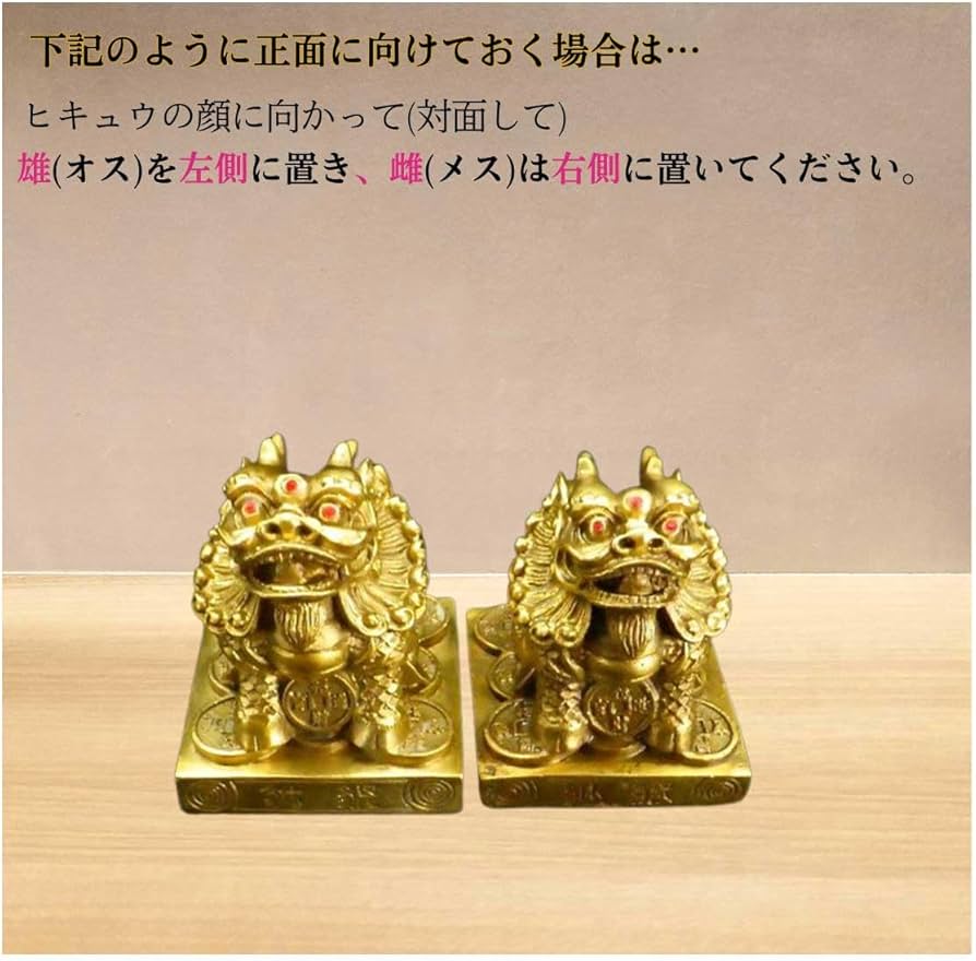 Amazon.co.jp: 銅製「招財ヒキュウ（貔貅）（特大）（雌雄一対