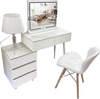 Amazon｜ドレッサー 鏡台 レザー調 大理石天板 大容量 引き出し