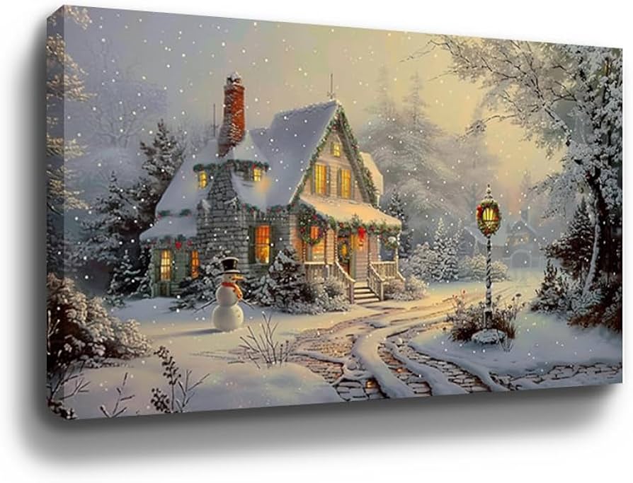 Amazon｜BOHU ARTS トーマス キンケード クリスマス キャンバスアート