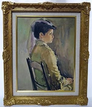 Amazon.co.jp: 小磯良平『婦人像 帽子の女』油彩画 (人物画) F3号