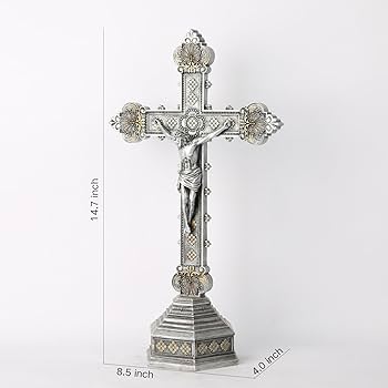 Amazon.co.jp: BCカトリック十字架 立った十字架 祭壇用、シルバー