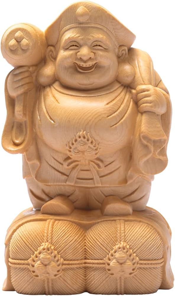 Amazon｜繁樓藝雕 大黒天 大黒様 置物 仏像 木彫り 桧木製 縁起物 玄関
