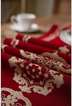 Amazon｜テーブルランナー 赤 ヴィンテージ フリンジ センタークロス