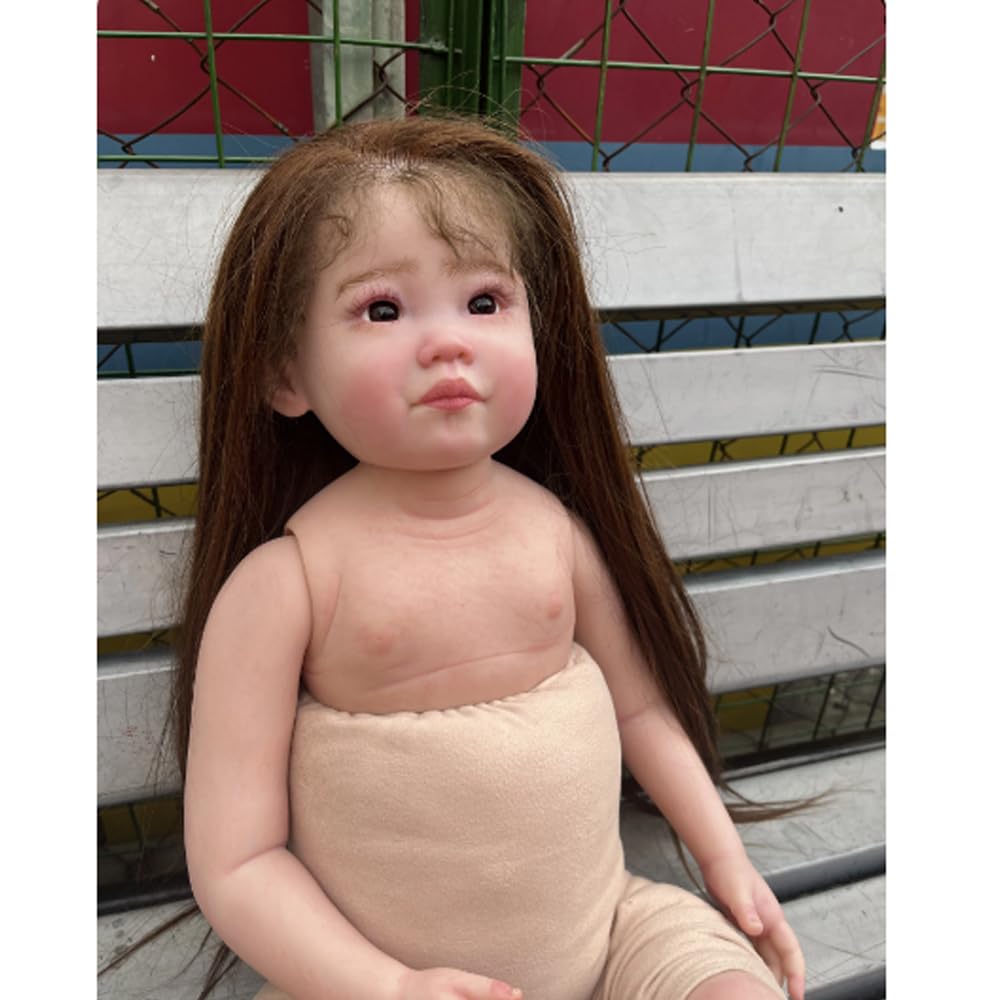 Amazon | Meeler リボーンドール 75cmリアルな茶色の髪と小さな目の